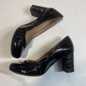 ANYI LU Leather Snakeskin Heels Pumps US 6 EU 35.5 Black Handmade Italy
